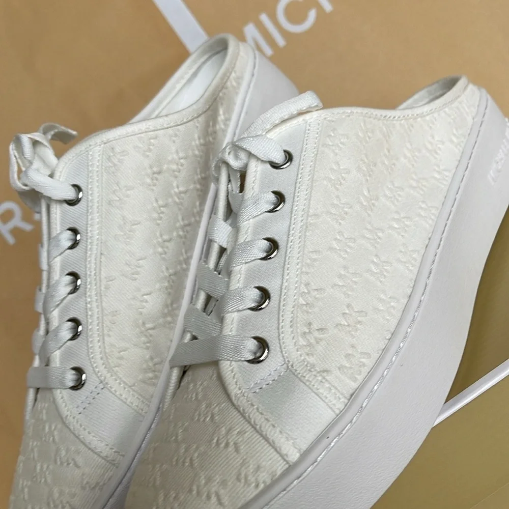 Michael Kors POPPY SLIDE SNEAKERS MK DEBOSSED WASHED DENIM 49T4POFP2D Platforms